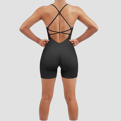 Seamless Peach Hip One-Piece Fitness Outfit