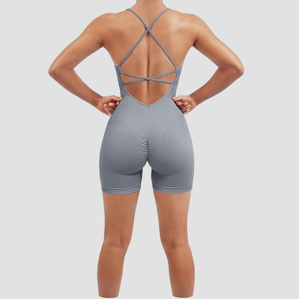 Seamless Peach Hip One-Piece Fitness Outfit