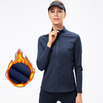 Zipper Elastic Fitness Running Long Sleeve Sports Coat