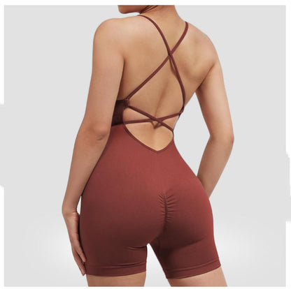 Seamless Peach Hip One-Piece Fitness Outfit