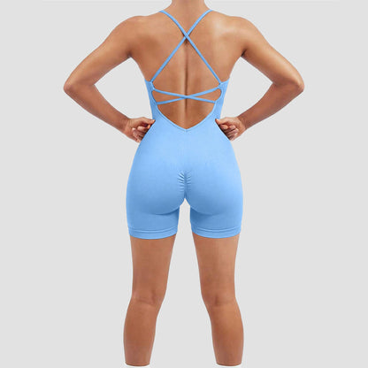 Seamless Peach Hip One-Piece Fitness Outfit