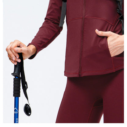 Zipper Elastic Fitness Running Long Sleeve Sports Coat